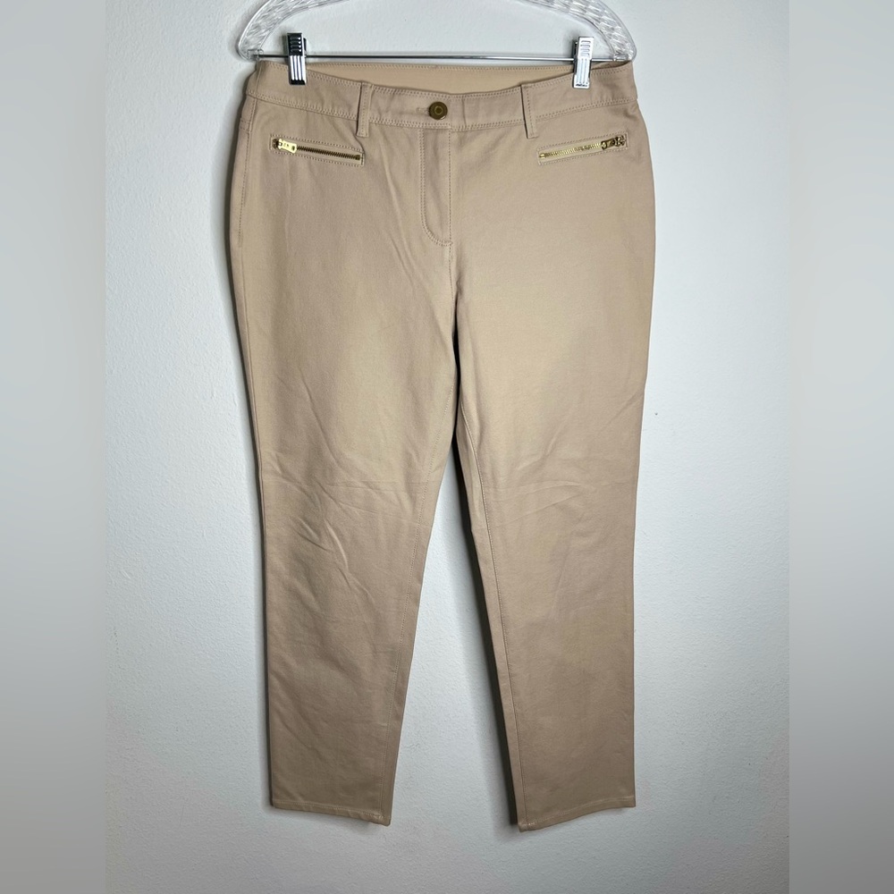 So Slimming By Chicos Ankle Pants Jeans Khaki Beige Size 1